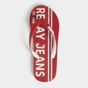 Markham Rj red/white engineered line flip flops offer