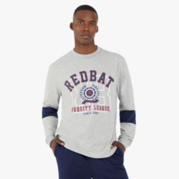 Redbat athletics men's grey long sleeve tshirt offer at Sportscene
