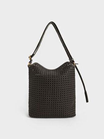 Cecily woven large shoulder bag
 - dark moss
