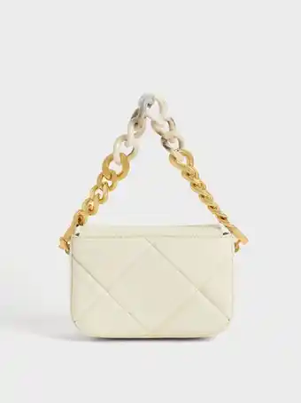 Charles & Keith Mini danika chunky chain padded bag - cream offer