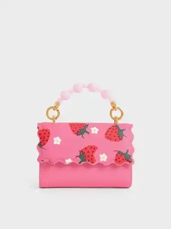 Charles & Keith Rowan bead-handle strawberry-print wallet - pink offer