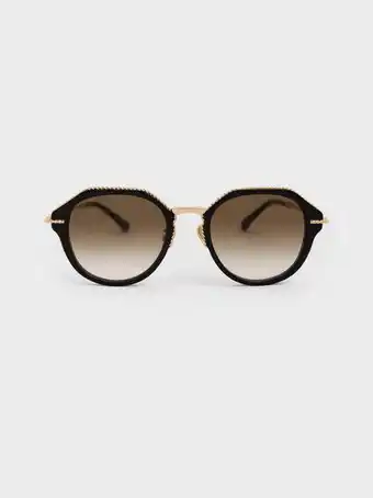 Charles & Keith Recycled acetate oval sunglasses - black offer