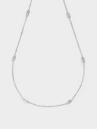 Crystal-embellished matinee necklace
 - lilac