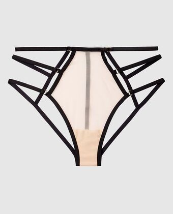 High waist strappy mesh panty
