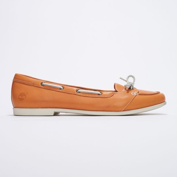 Women's orange leather loafers offer at OneDayOnly
