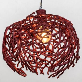 Coral hanging lamp | red/tan & copper