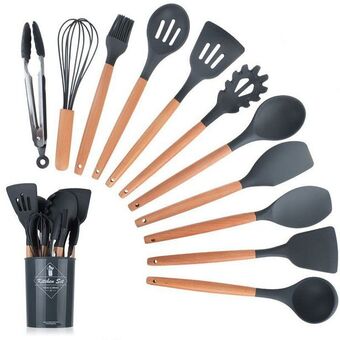 Takealot Grey black 11 piece kitchen utensil set offer
