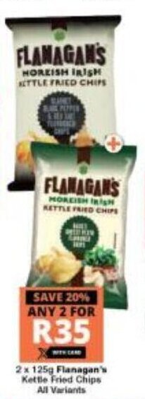 Checkers Flanagan's Kettle Fried Chips All Variants 2 x 125g offer