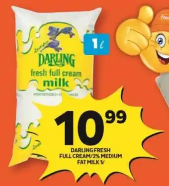 FoodWorld Darling Fresh Full Cream / 2% Medium Fat Milk 1L offer