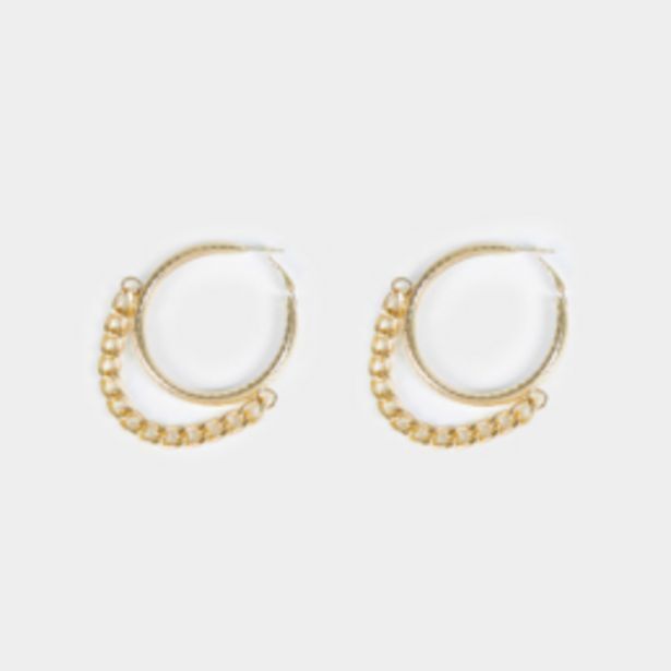 Women's gold hanging chain hoop earrings offer at The FIX