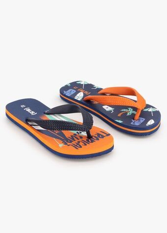 Print flip flops 2 pack (size 12-6) older boy