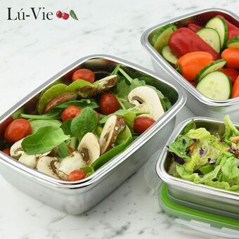 4x airtight stainless steel leakproof storage containers