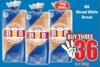 Boxer BB Sliced White Bread 3 x 700g offer