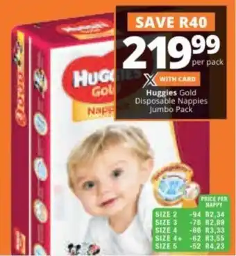 Checkers Huggies Gold Disposable Nappies Jumbo Pack offer