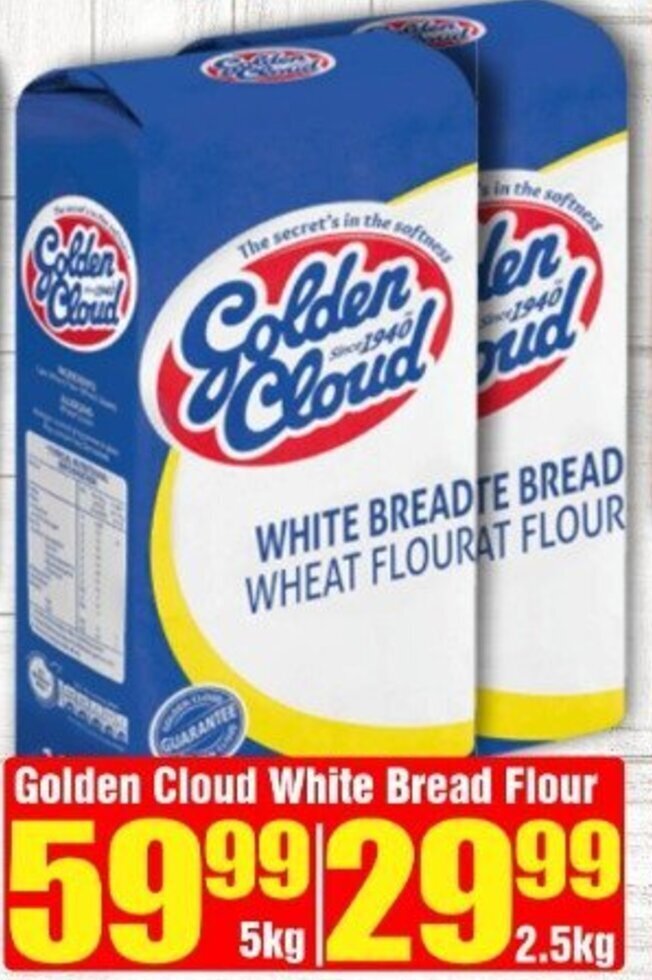 golden Cloud White Bread Wheat Flour 5kg offer at Three Star Cash and Carry