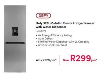 Teljoy Defy Metallic Combi Fridge / Freezer with Water Dispenser 323L offer