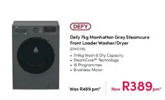 Teljoy Defy Manhattan Grey Steamcure Front Loader Washer / Dryer 7kg offer