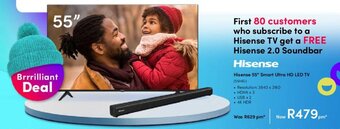 Teljoy Hisense 55" Smart Ultra HD LED TV offer