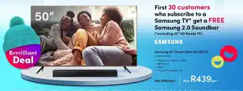 Teljoy Samsung 50" Smart Ultra HD LED TV offer