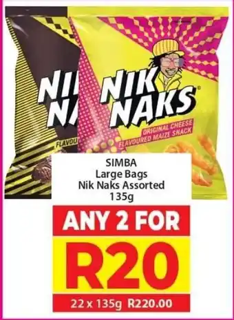 Elite Cash & Carry Simba Large Bags Nik Naks Assorted 135g offer