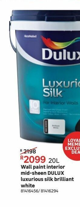 Leroy Merlin Wall paint interior mid-sheen dulux luxurious silk brillant white offer