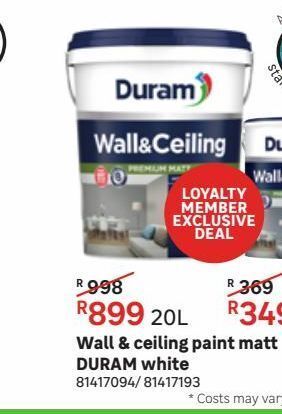 Leroy Merlin Wall & ceiling paint mat duram white offer