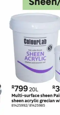 Leroy Merlin Multi-surface sheen paint colourlabsheen acrylic grecian white offer