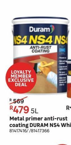 Metal primer anti-rust coating duram ns4 white