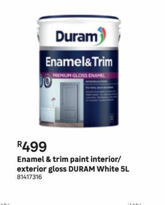 Leroy Merlin Enamel & trim paint interior/exterior gloss duram white 5l offer