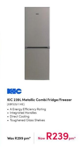 KIC 239L Metallic Combi Fridge / Freezer