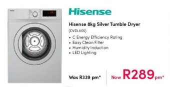 Teljoy Hisense 8kg Silver Tumble Dryer offer