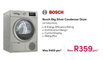 Teljoy Bosch 8kg Silver Condenser Dryer offer