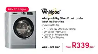 Whirlpool 8kg Silver Front Loader Washing Machine