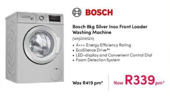 Bosch 8kg Silver Inox Front Loader Washing Machine