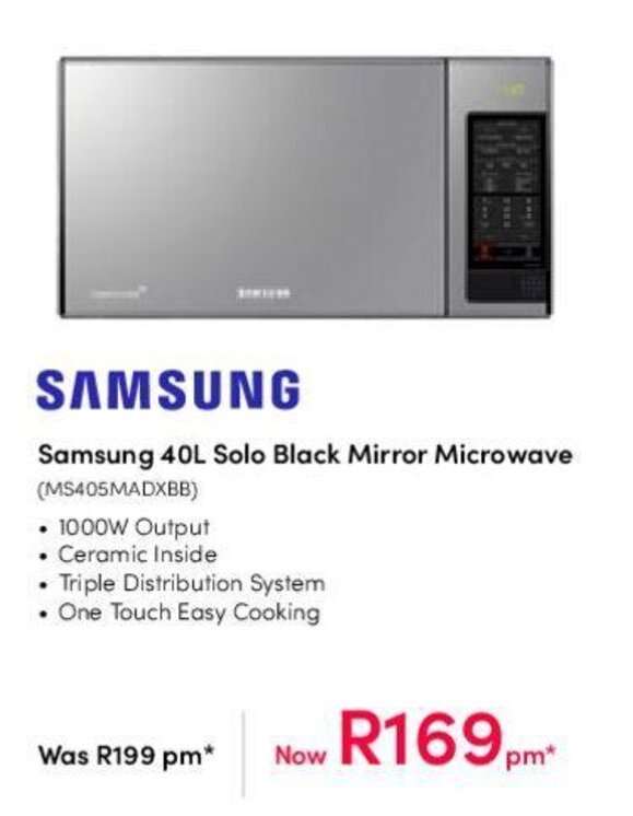 samsung 40l microwave oven with grill mirror finish