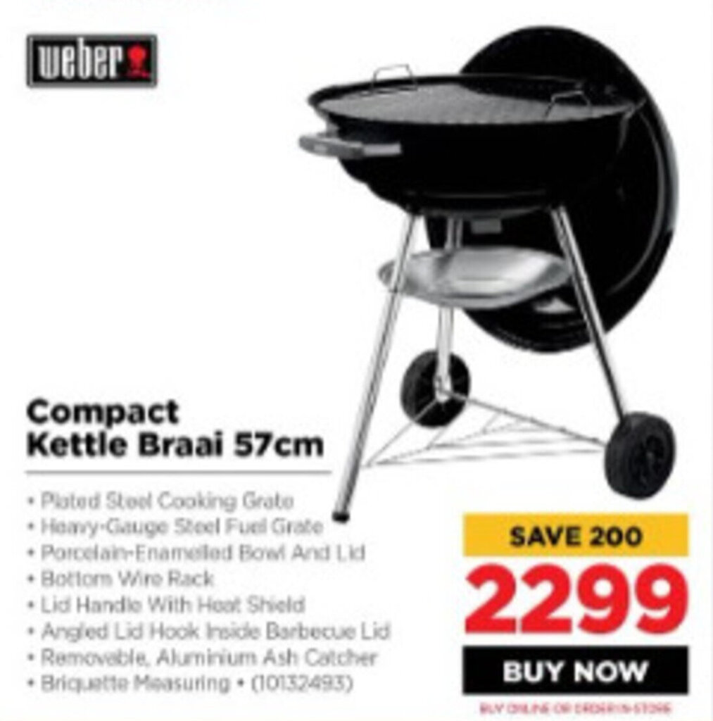 er Compact Kettle Braai 57cm offer at HiFi Corp