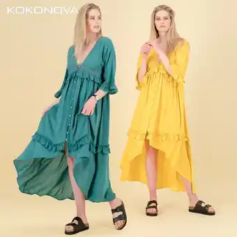 Empire frill maxi dress