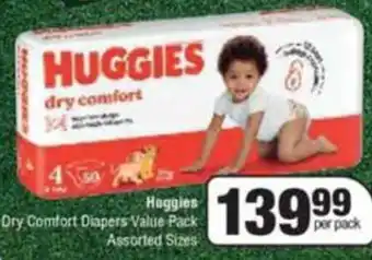 KwikSpar Huggies Dry Comfort Diapers Value Pack Assorted Sizes per pack offer
