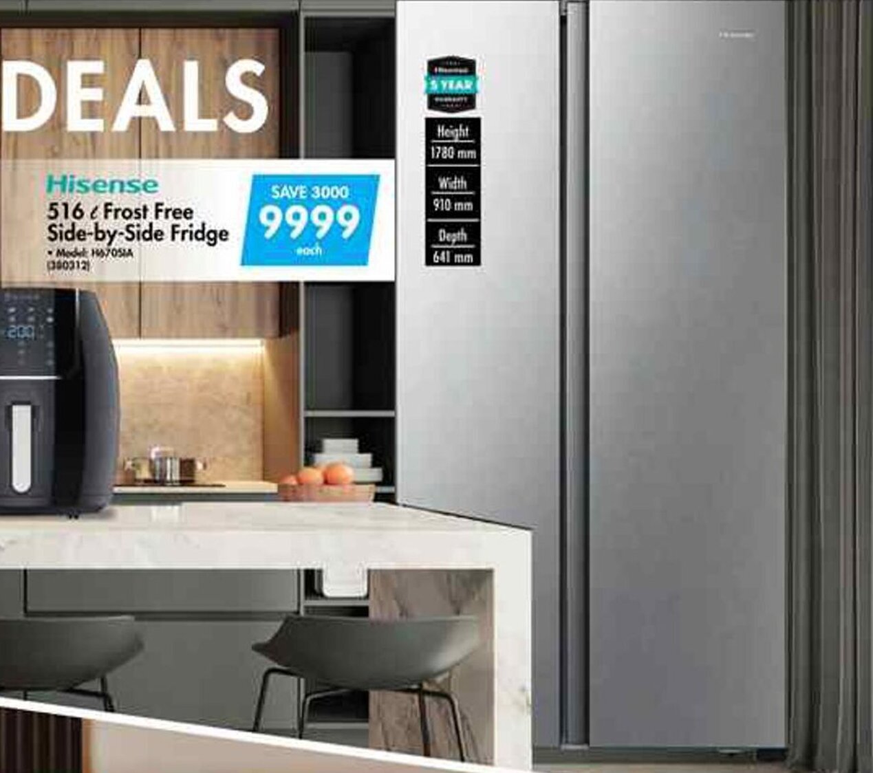 Hisense 516L Frost Free SidebySide Fridge offer at Makro