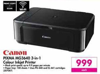 Makro Canon Pixma MG3640 3-in-1 Colour Inkjet Printer offer
