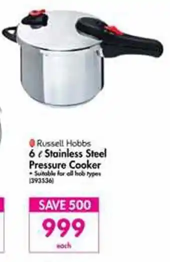 Russel Hobs 6L Stainless Steel Pressure Cooker