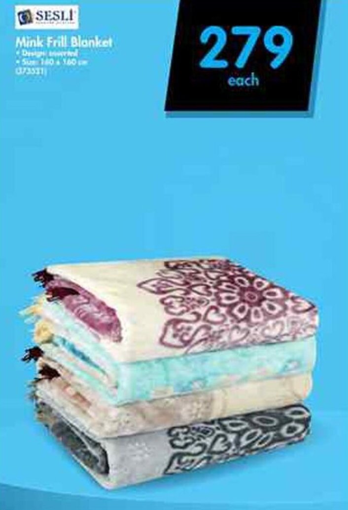 Sesli Mink Frill Blanket 160 x 160cm offer at Makro