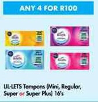 Makro Lil-Lets Tampons Mini, Regular, Super or Super Plus 4 x 16's offer