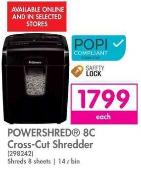 Makro Fellowes Powershred 8C Cross-Cut Shredder offer