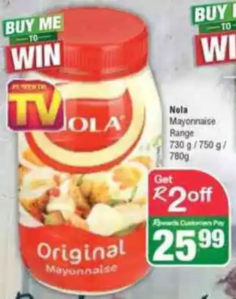 Spar Nola Mayonnaise Range 730g / 750g / 780g offer