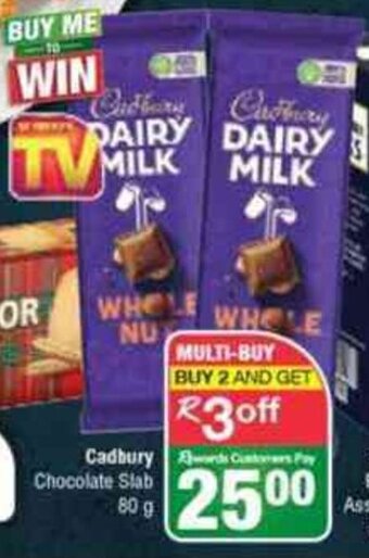 Spar Cadbury Chocolate Slabs 80g offer