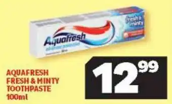 Usave Aquafresh Toothpaste Fresh & Minty 100ml offer