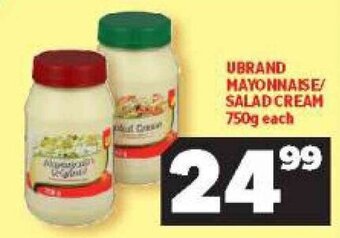 Usave Ubrand Mayonnaise / Salad Cream 750g offer