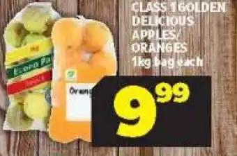 Usave Class 1 Golden Delicious Apples / Oranges 1kg bag offer