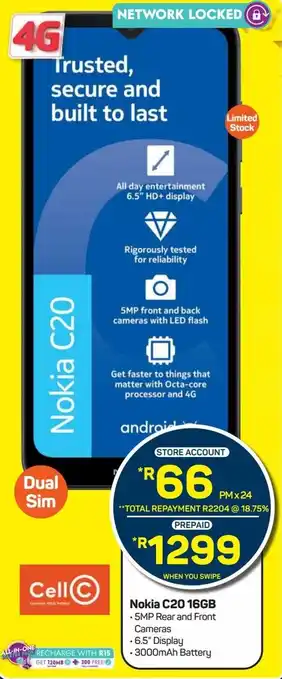 Pick n Pay Nokia C20 16GB offer